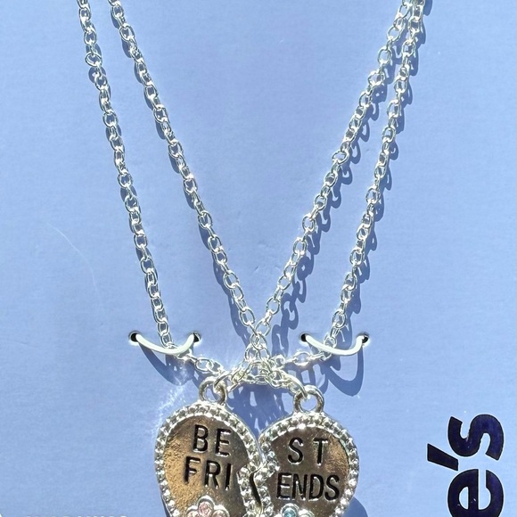 Claire’s Best Friends Silver-tone Split Heart Pendant Necklace -2 Pack Set - Picture 3 of 8